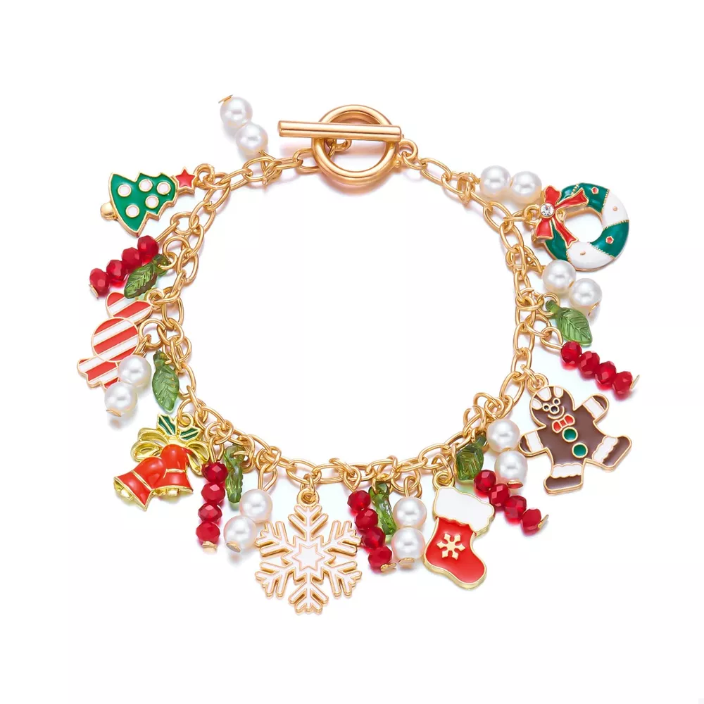 18K Gold-Plated Christmas Charm Bracelet, image 4