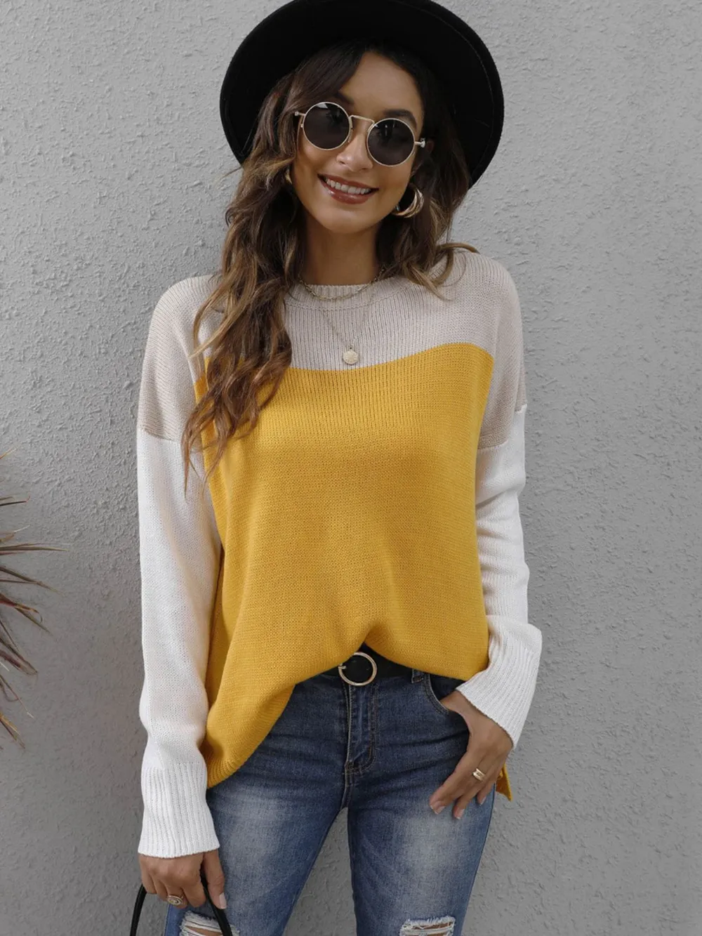Color Block Round Neck Sweater, image 5