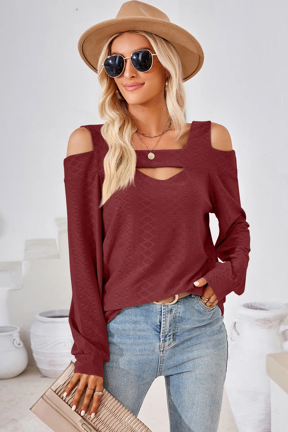 Cutout Square Neck Cold Shoulder T-Shirt, image 15