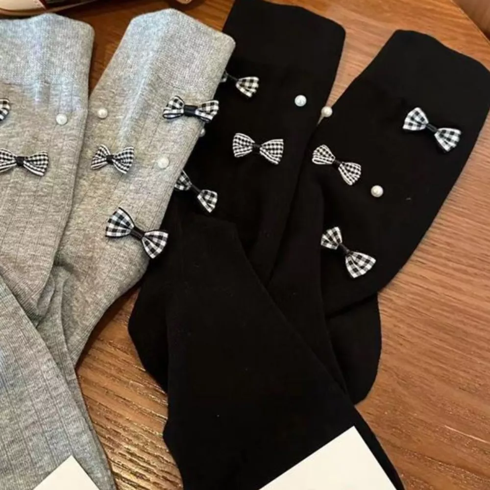 Pearl Detail Bow Crew Socks, image 10