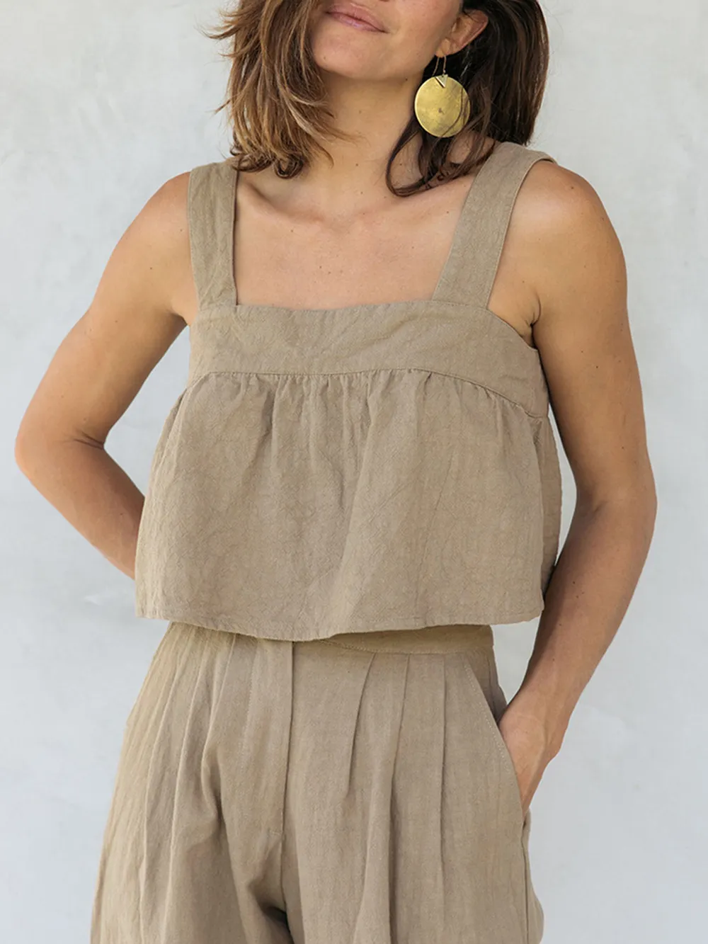 Square Neck Wide Strap Top and Pants Set, image 7