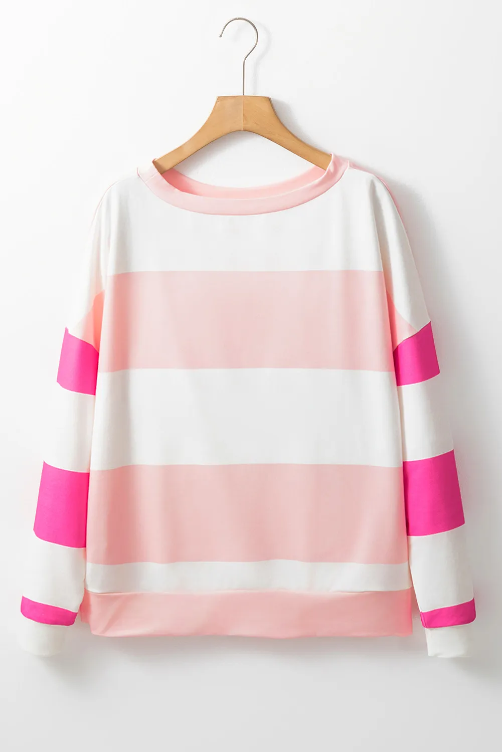 Contrast Color Block Round Neck Long Sleeve Top, image 3