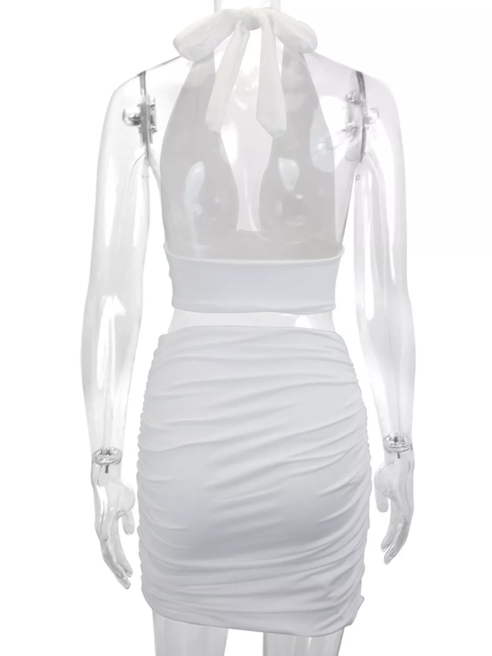 Halter Crop Top and Ruched Bodycon Mini Skirt Set, image 32