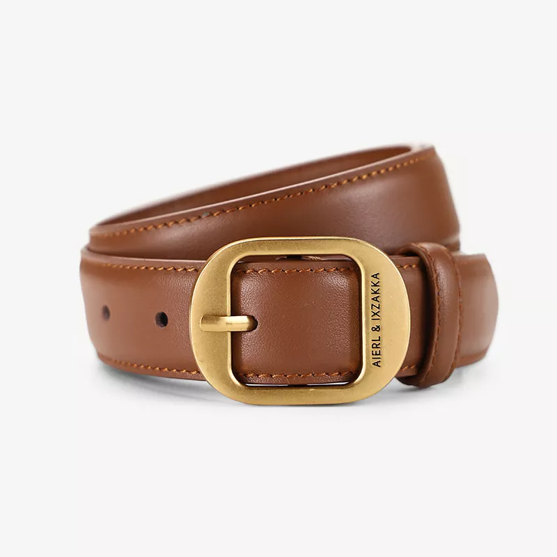 Leather Belt with Golden Buckle, image 5