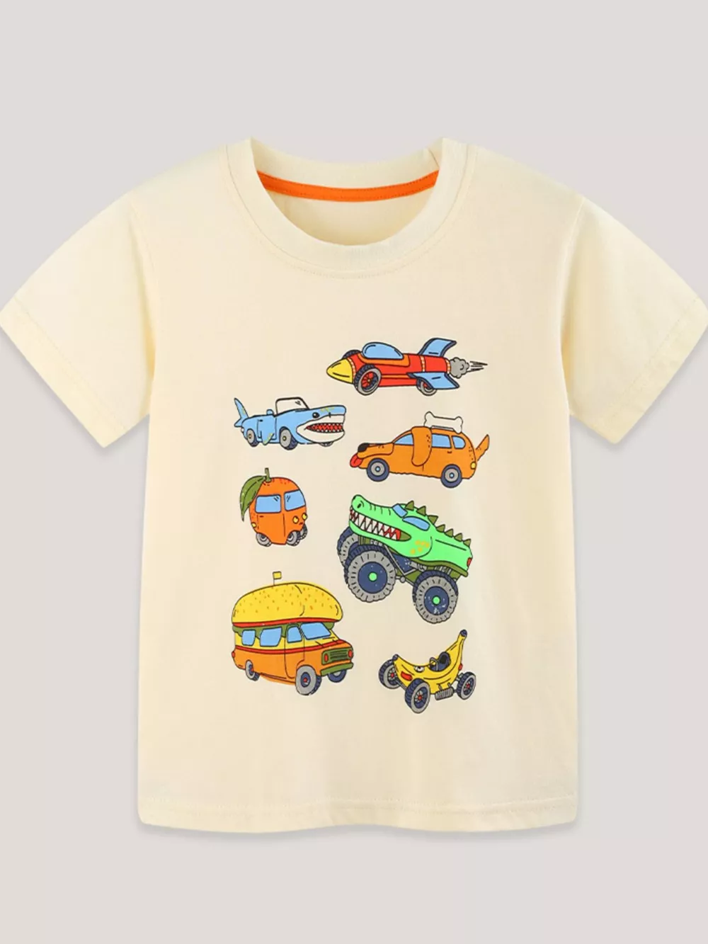 Children's Vehicle Print Crew Neck Short Sleeve T-Shirt, image 2