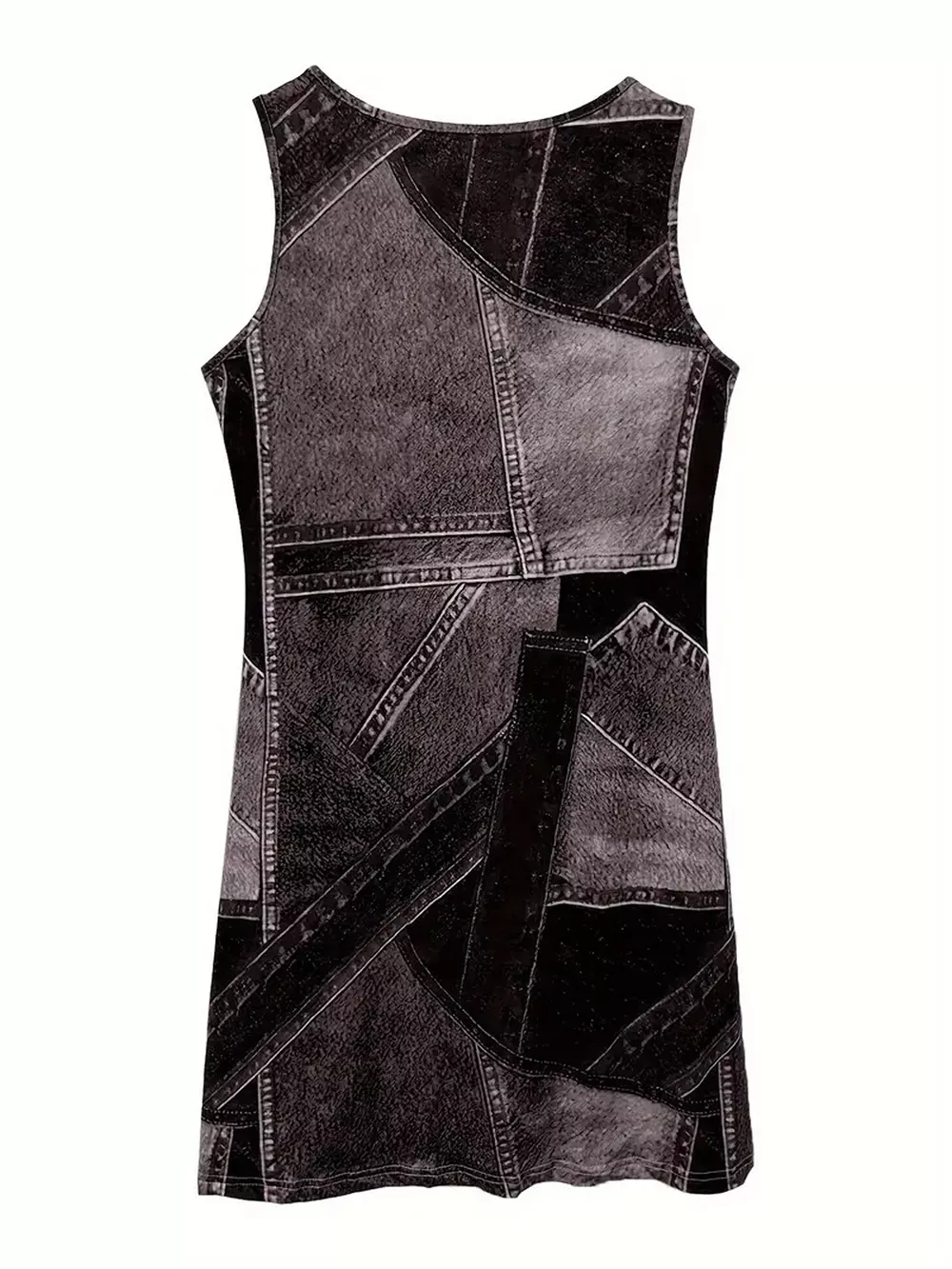 Patchwork Denim Sleeveless Dress, image 10