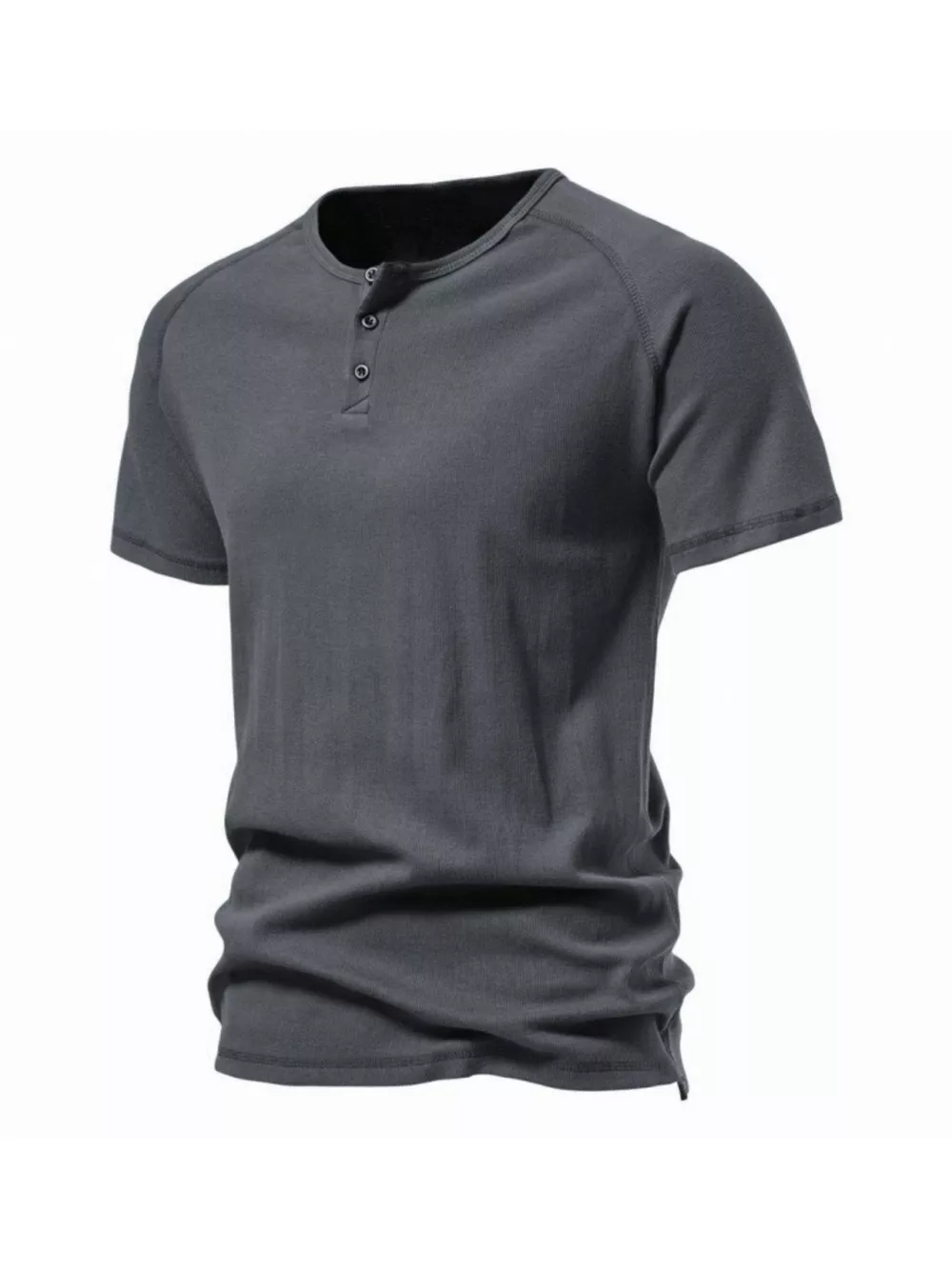 Men's Plus Size Button Detail Casual Henley T-Shirt, image 5