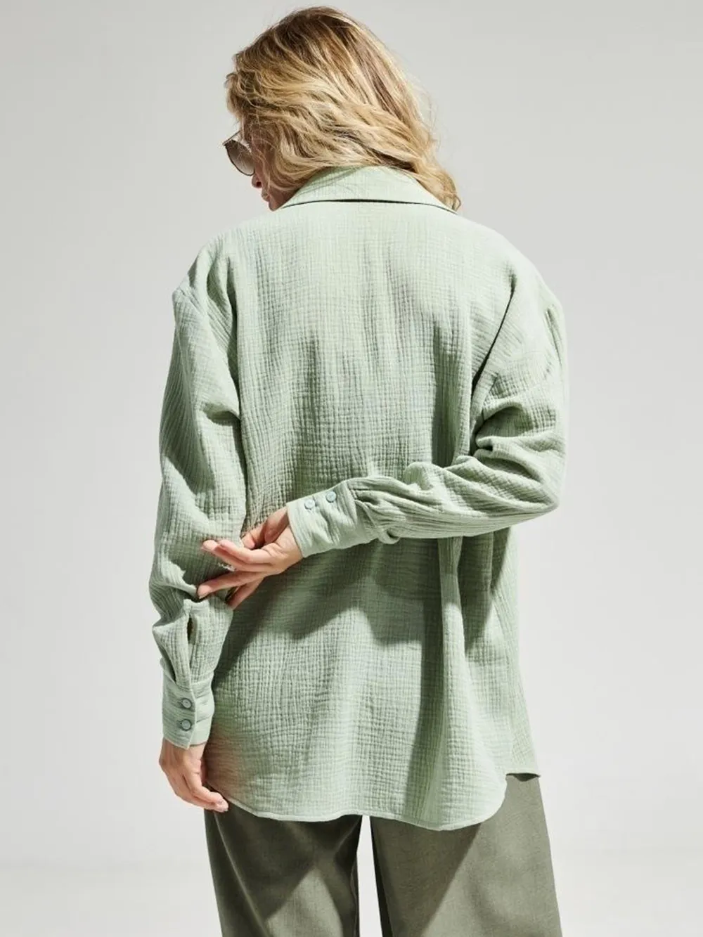 Textured Collared Neck Long Sleeve Shirt, image 26