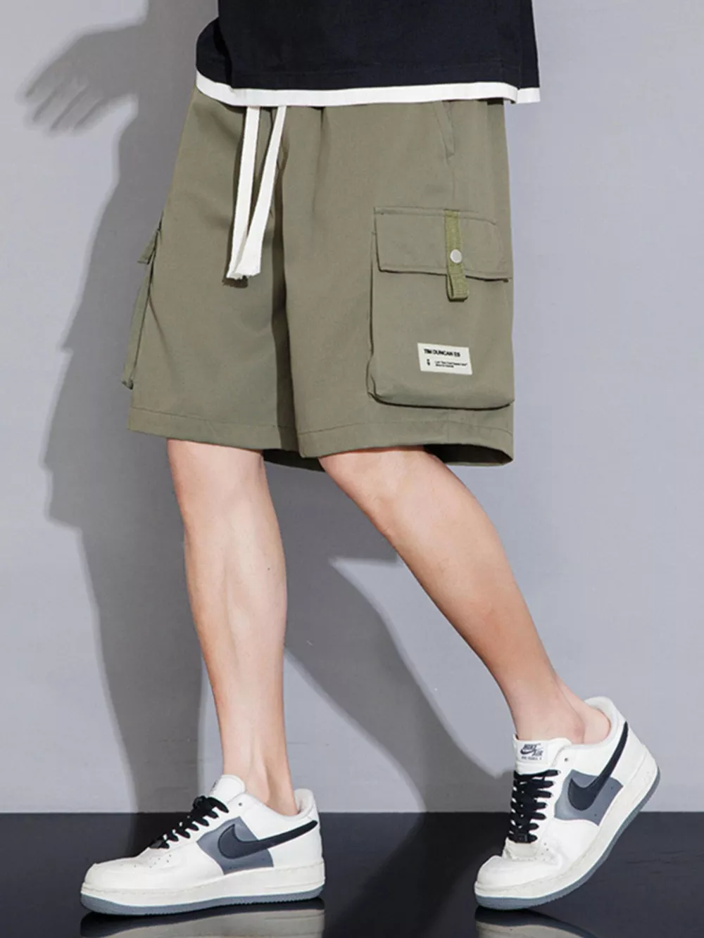 Men's Plus Size Casual Cargo Shorts with Drawstring, image 3