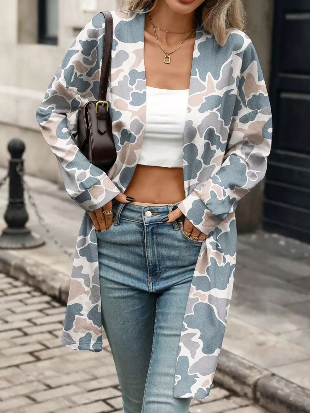 Printed Open Front Cardigan, image 10