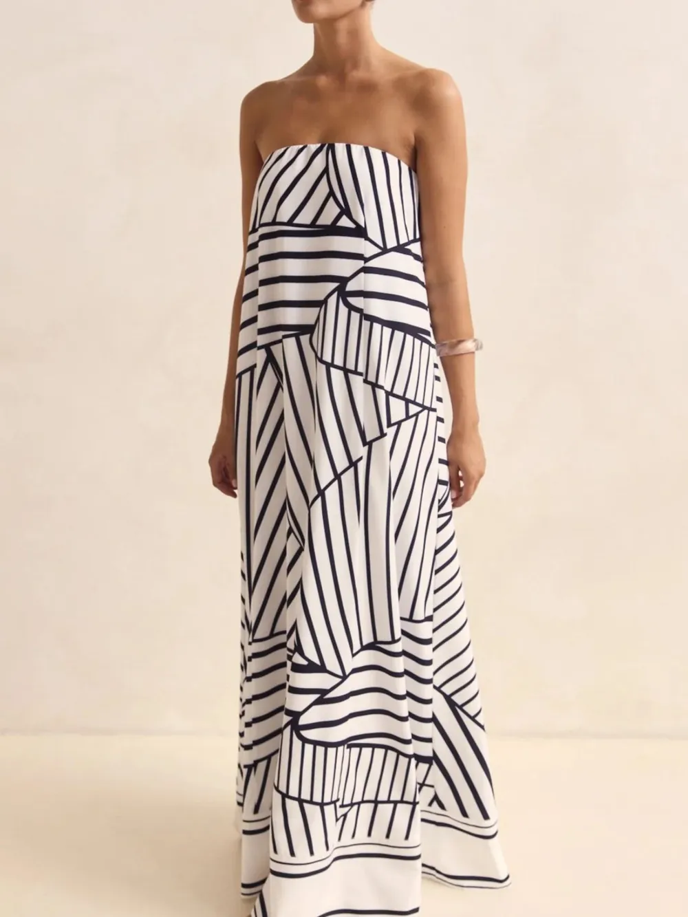 Smocked Printed Tube Maxi Dress, image 23