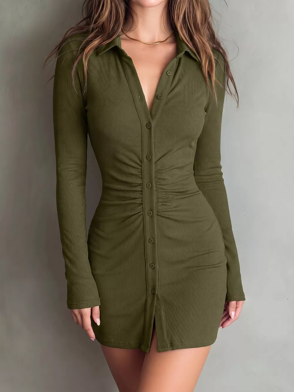 Button-Down Bodycon Mini Dress, image 7