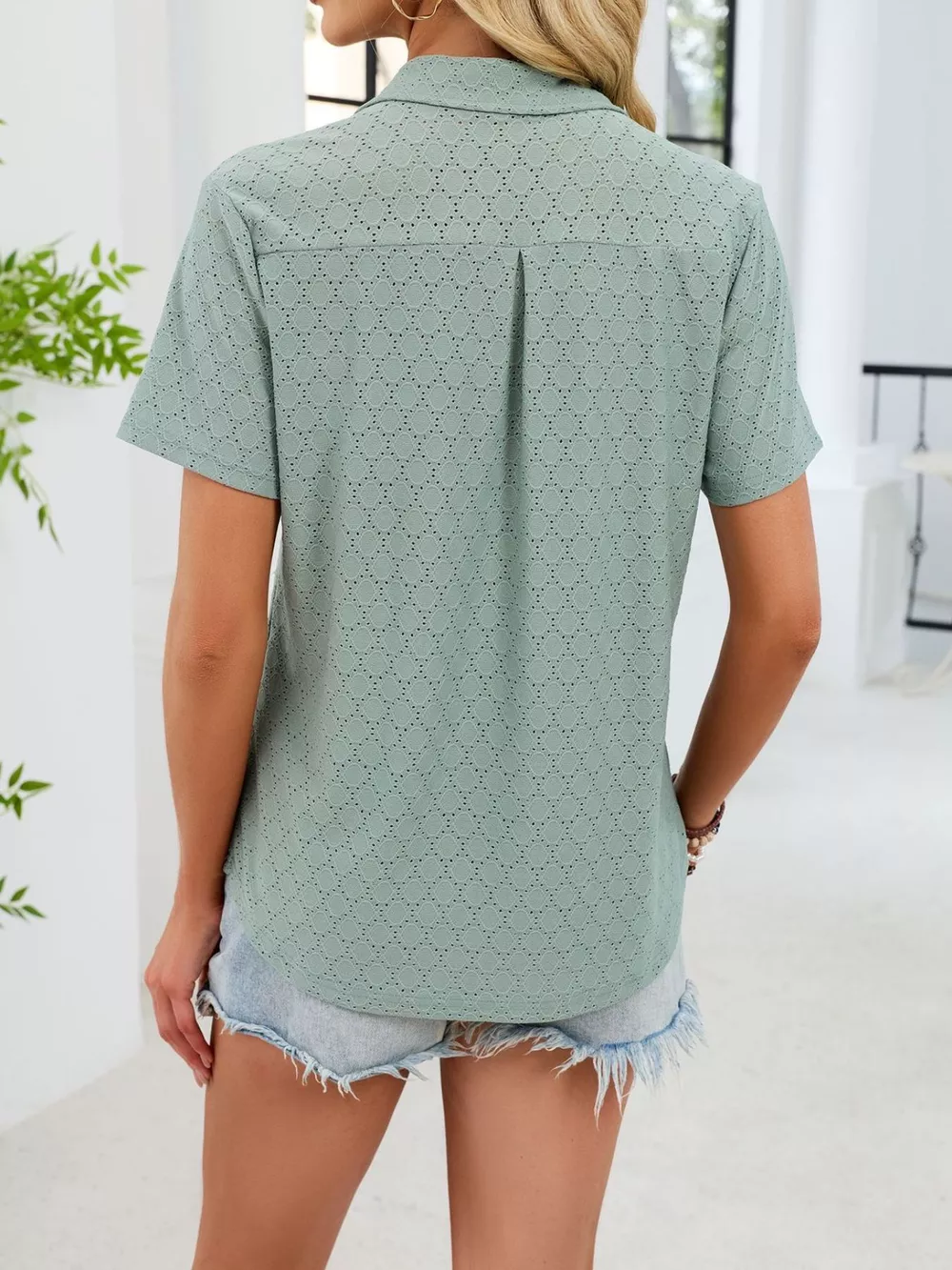 Eyelet Short Sleeve Blouse, image 22