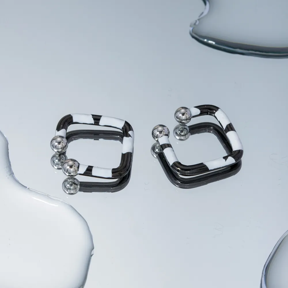 Stainless Steel Oil Drip Cuff Earrings, image 2