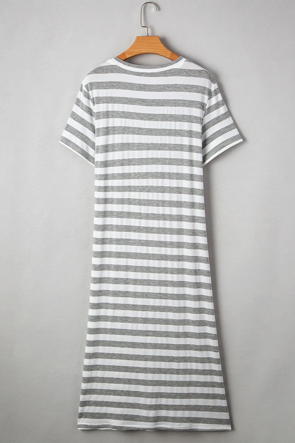 Casual Striped V-Neck Midi T-Shirt Dress, image 24