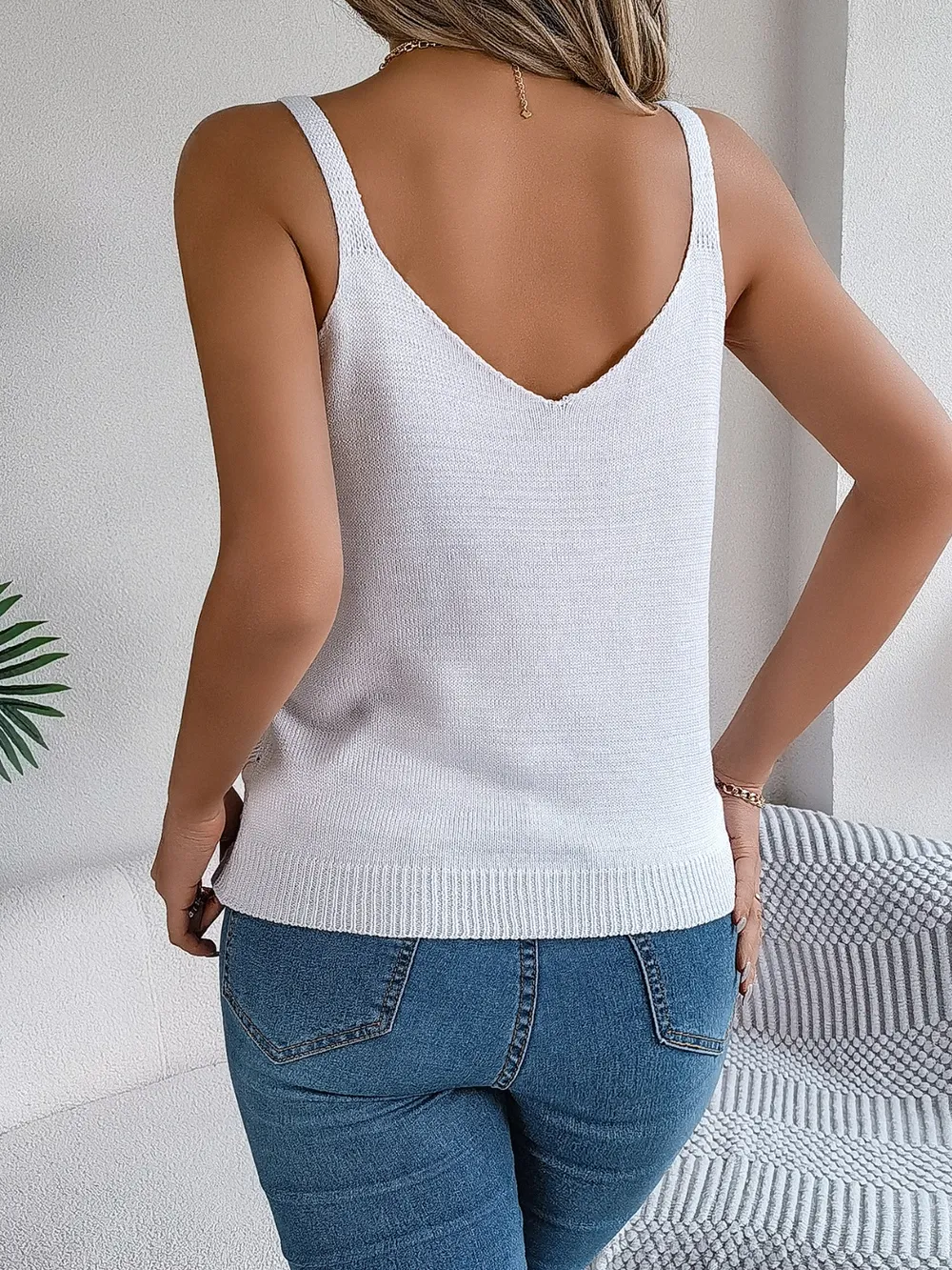 Openwork Scoop Neck Knit Vest, image 6
