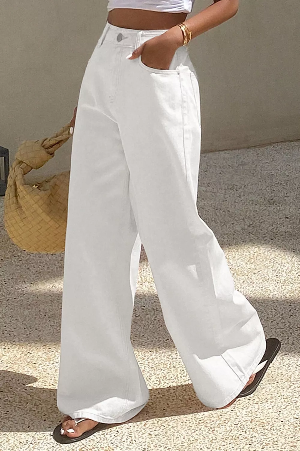Solid Color Loose Casual Jeans, image 4