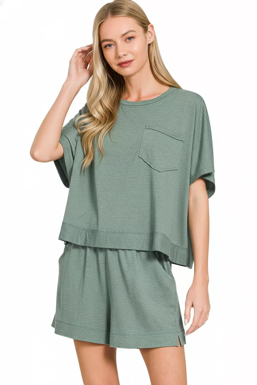 Exposed Seam Boxy Top & Shorts Set, image 3