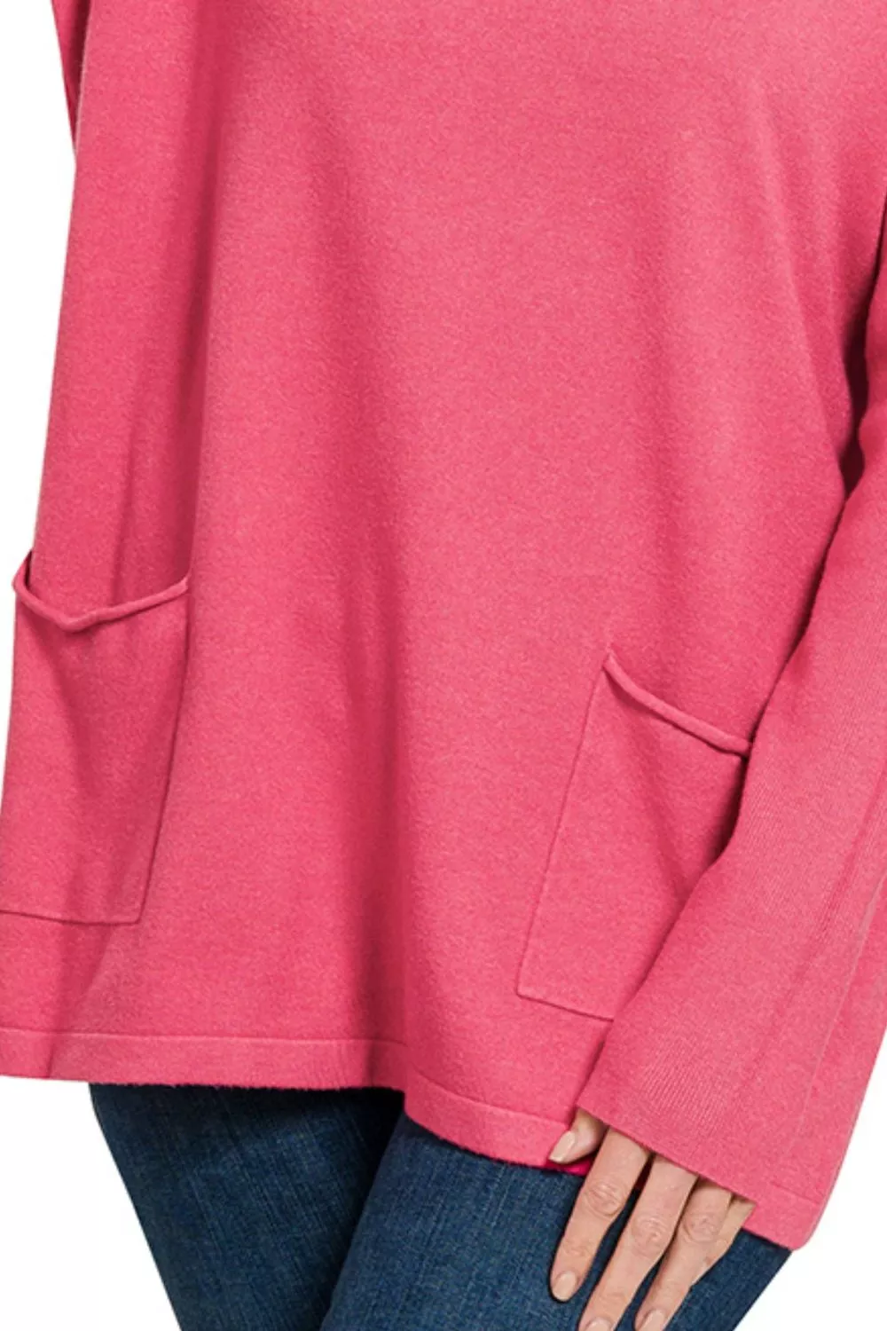 Viscose Long Sleeve Front Pockets Sweater, image 2