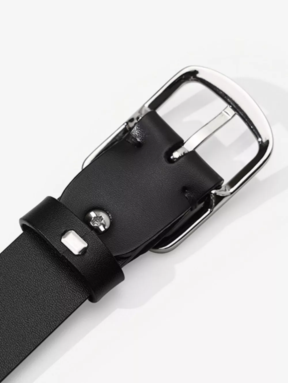 Classic Square Buckle Leather Belt, image 4