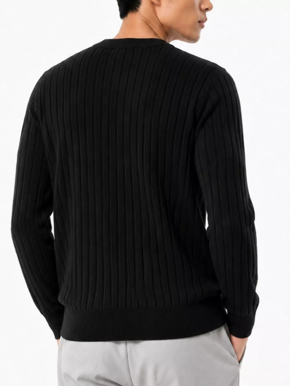 Men's Plus Size Ribbed Knit Crew Neck Sweater, image 6