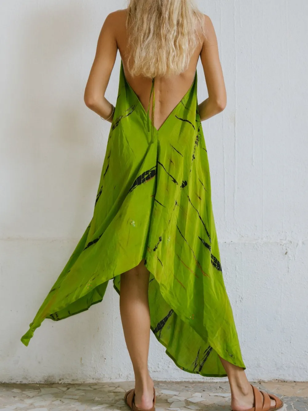 Asymmetrical Hem Printed Halter Neck Dress, image 16