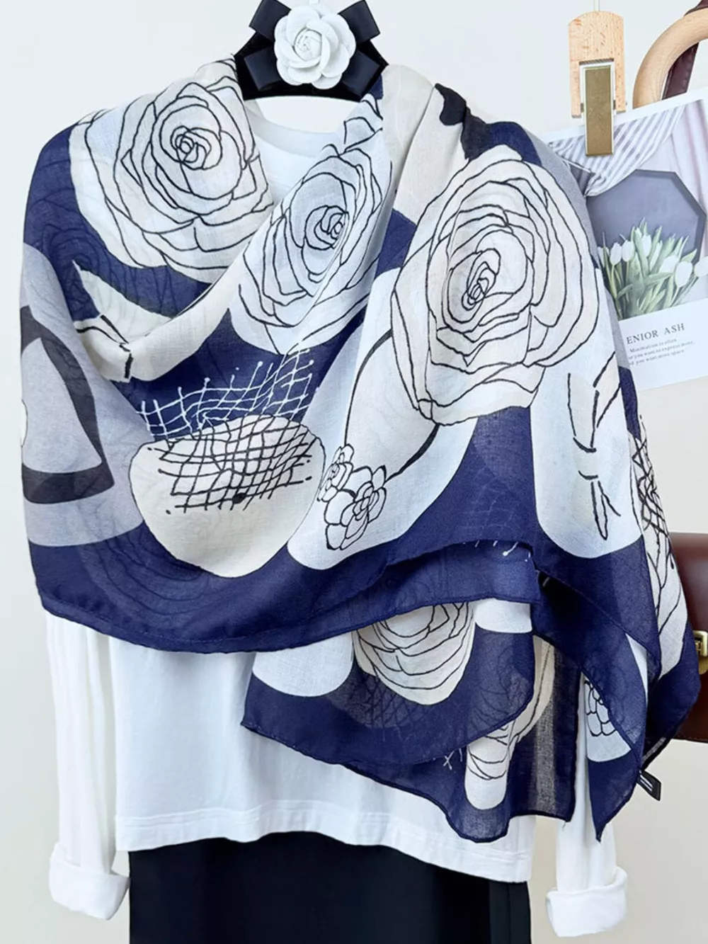 Flower Print Lightweight Scarf, image 3