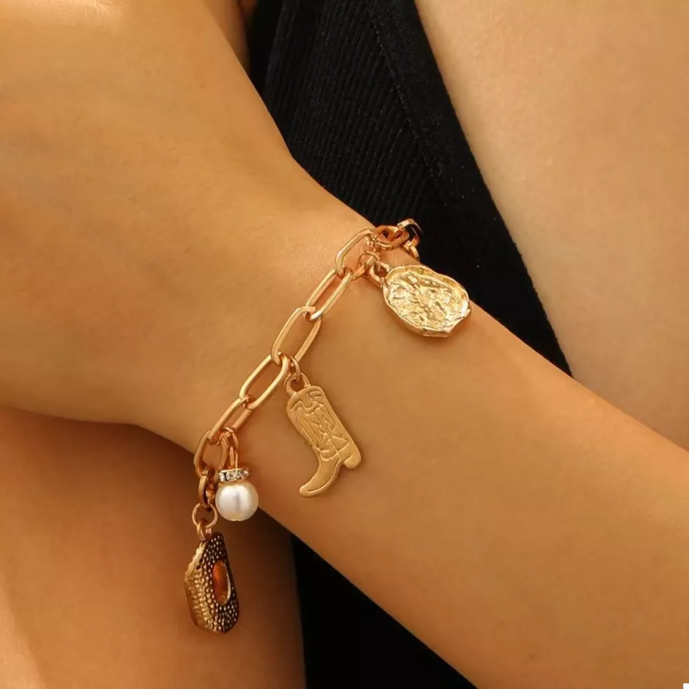 18K Gold-Plated Charm Necklace and Bracelet Jewelry Set, image 9