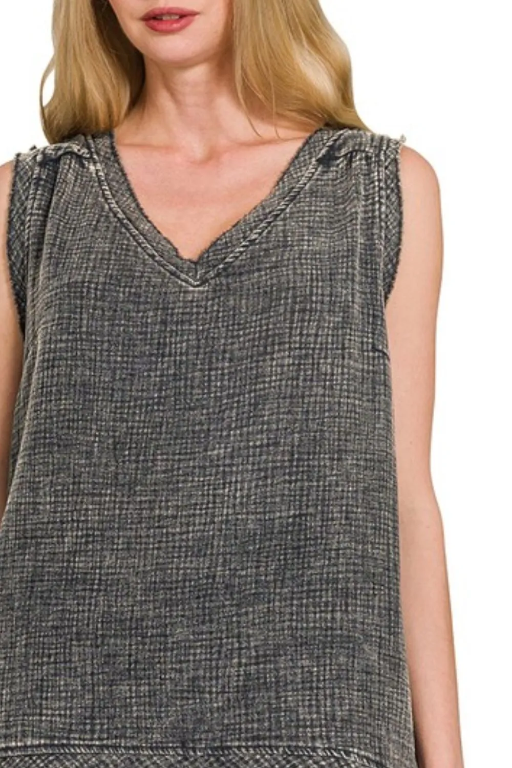 Double Gauze Raw Edge Acid Washed Tank, image 2