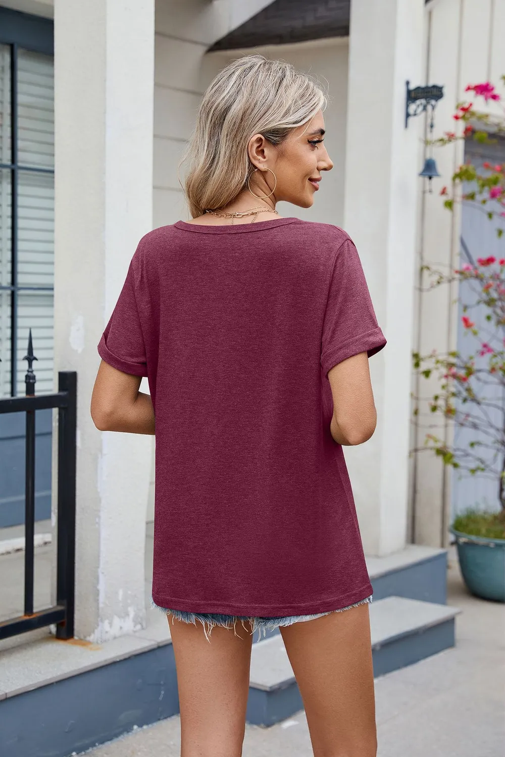 Notched Short Sleeve T-Shirt, image 29