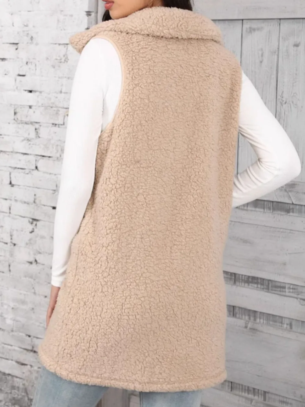Button Up Teddy Vest Coat, image 2
