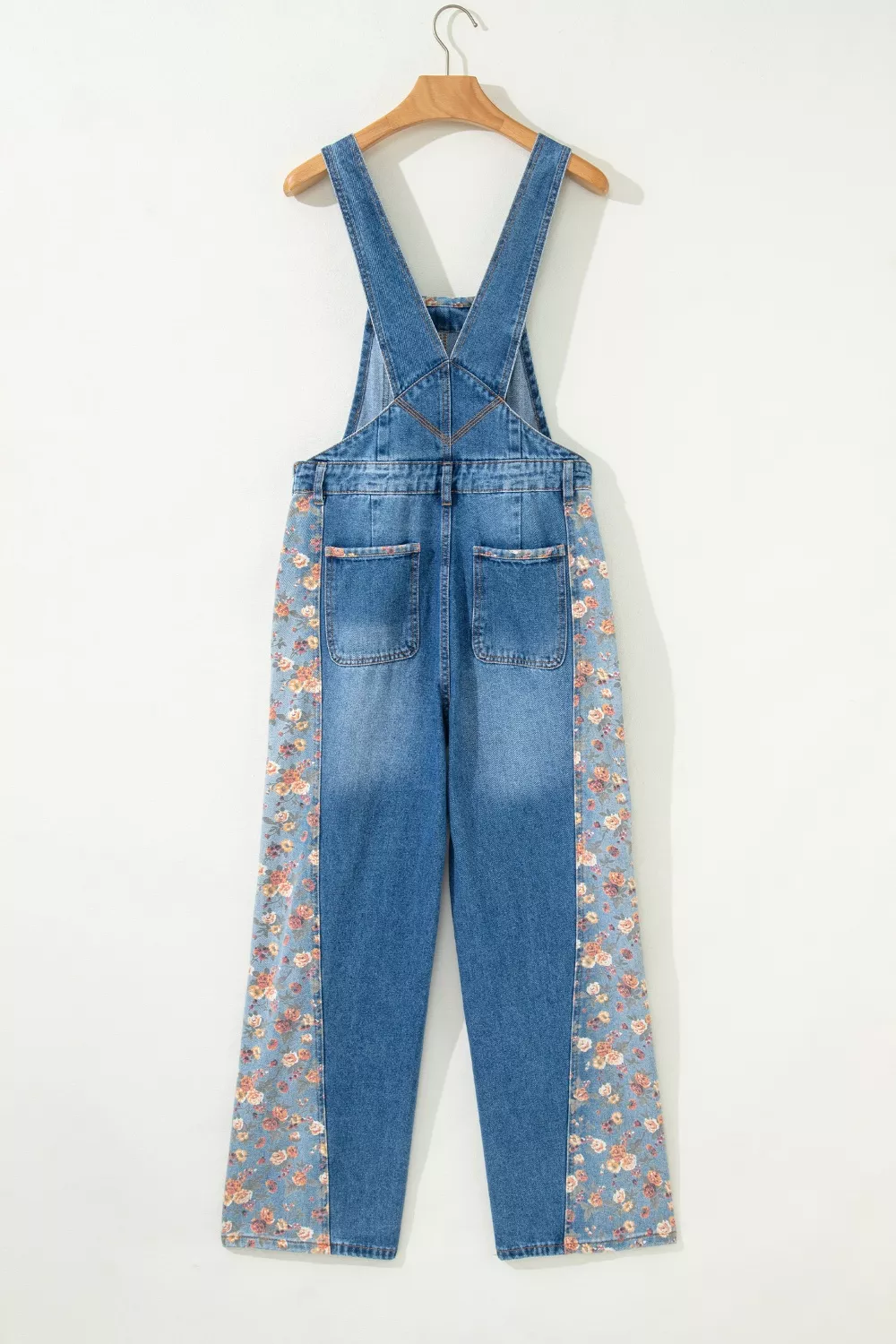 Vintage Rose Printed Pleated Loose Denim Overall, image 6