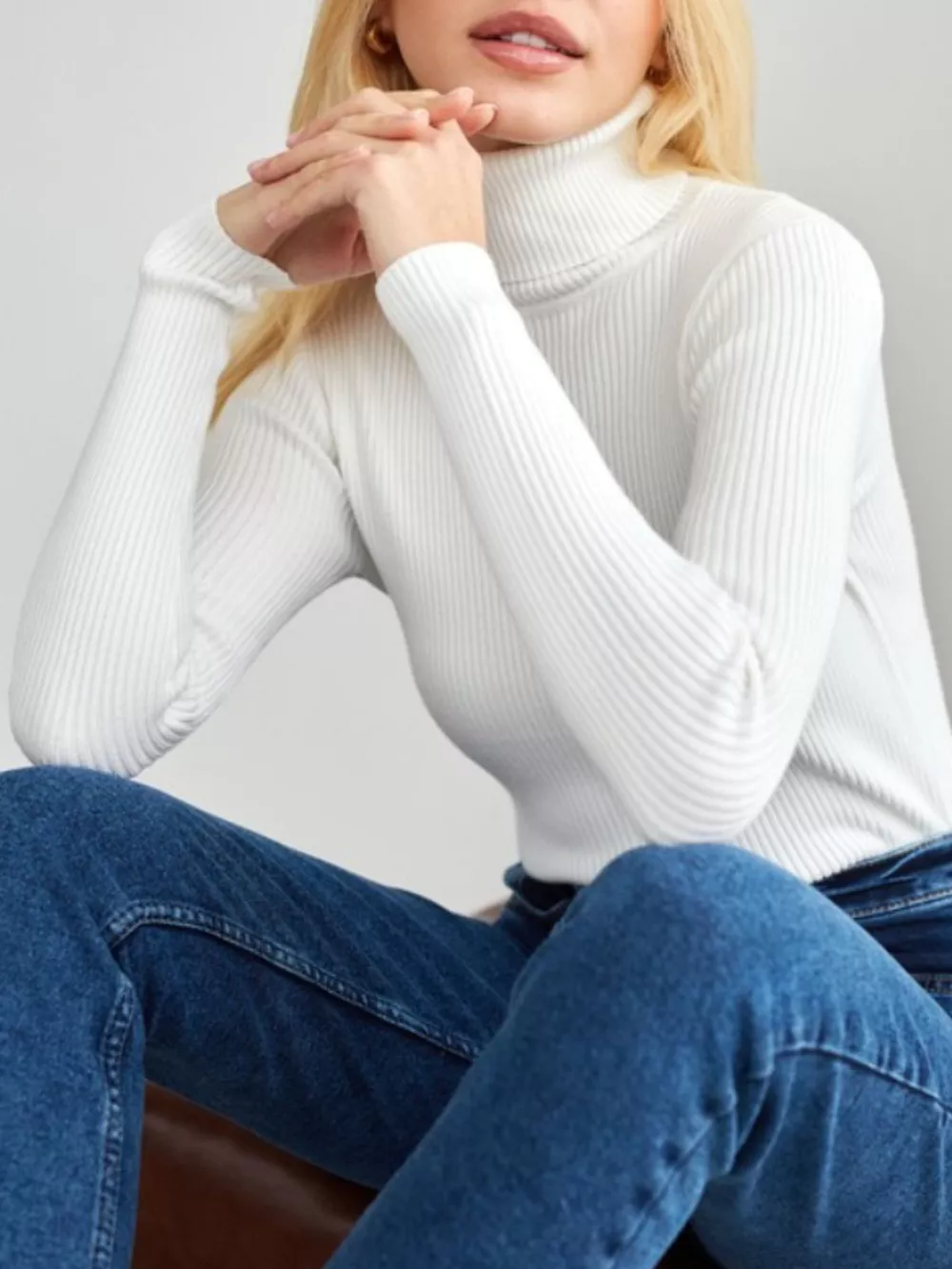 Full Size Ribbed Knit Turtleneck Sweater Plus Size, image 3