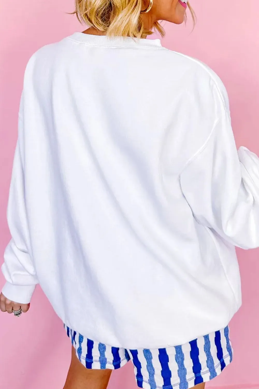US Flag Round Neck Long Sleeve Sweatshirt, image 4