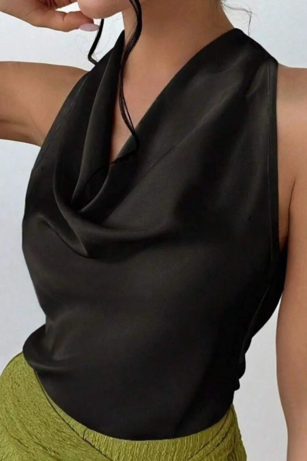 Satin Cowl Neck Sleeveless Blouse, image 12