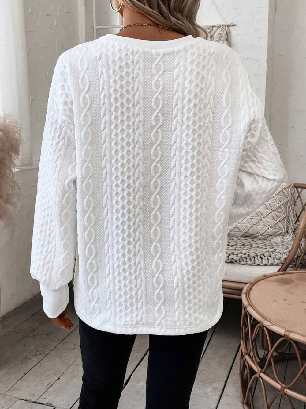 V-Neck Long Sleeve Sweatshirt, image 5