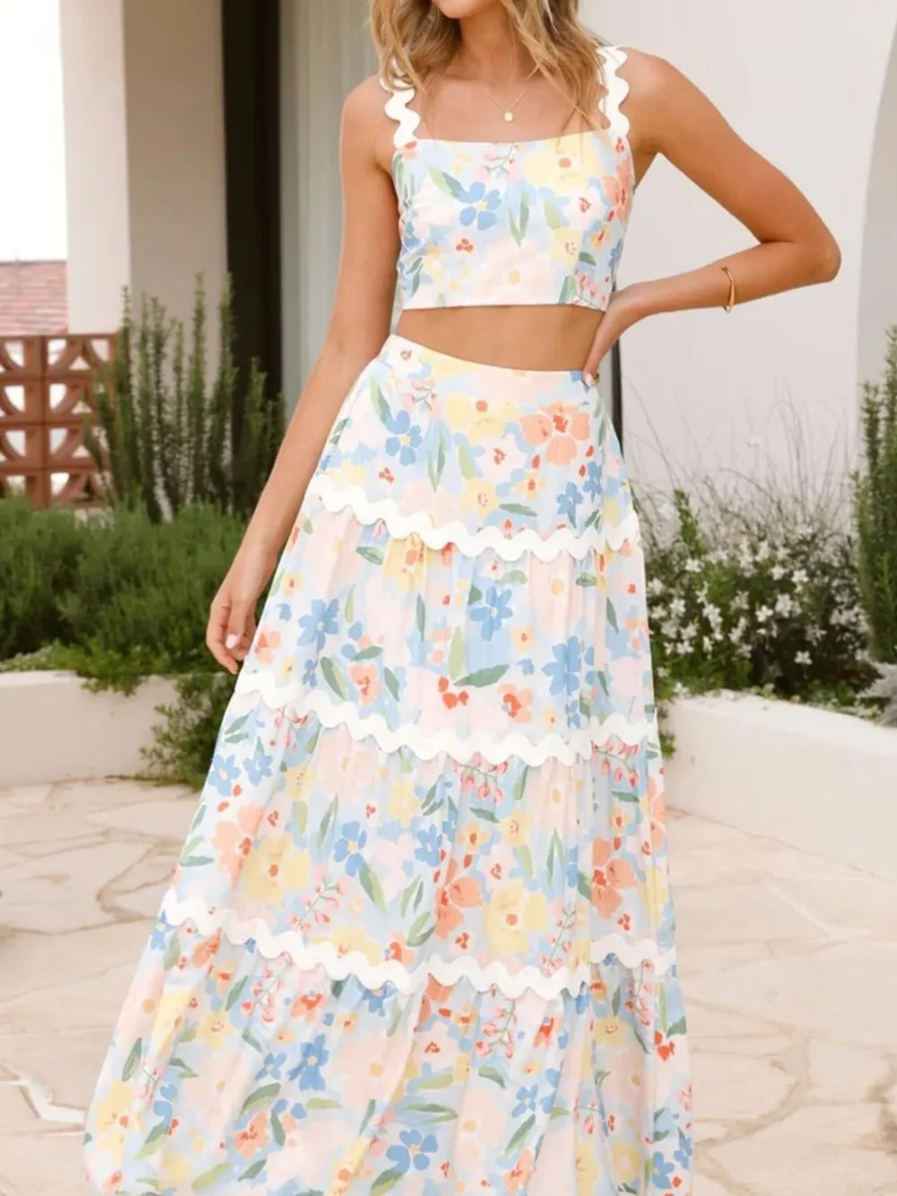 Printed Cami and Maxi Skirt Set, image 7