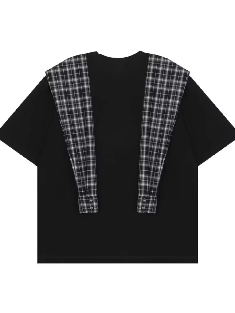 Men's Full Size Oversized T-Shirt with Plaid Shawl Plus Size, image 5
