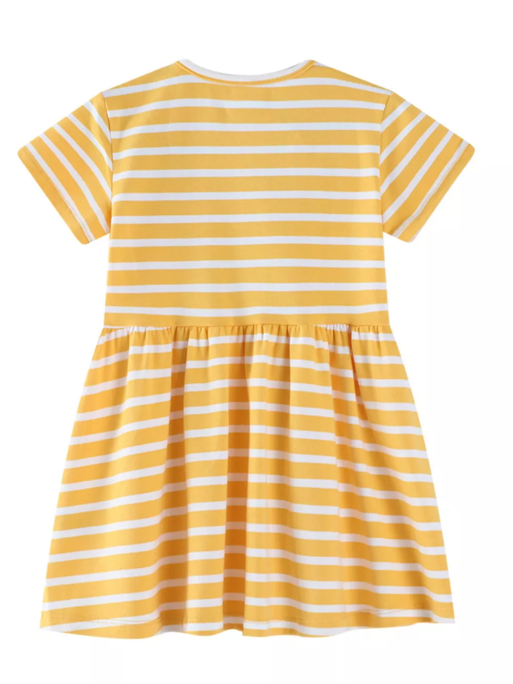 Children's Striped Bunny Embroidered Round Neck Dress, image 3