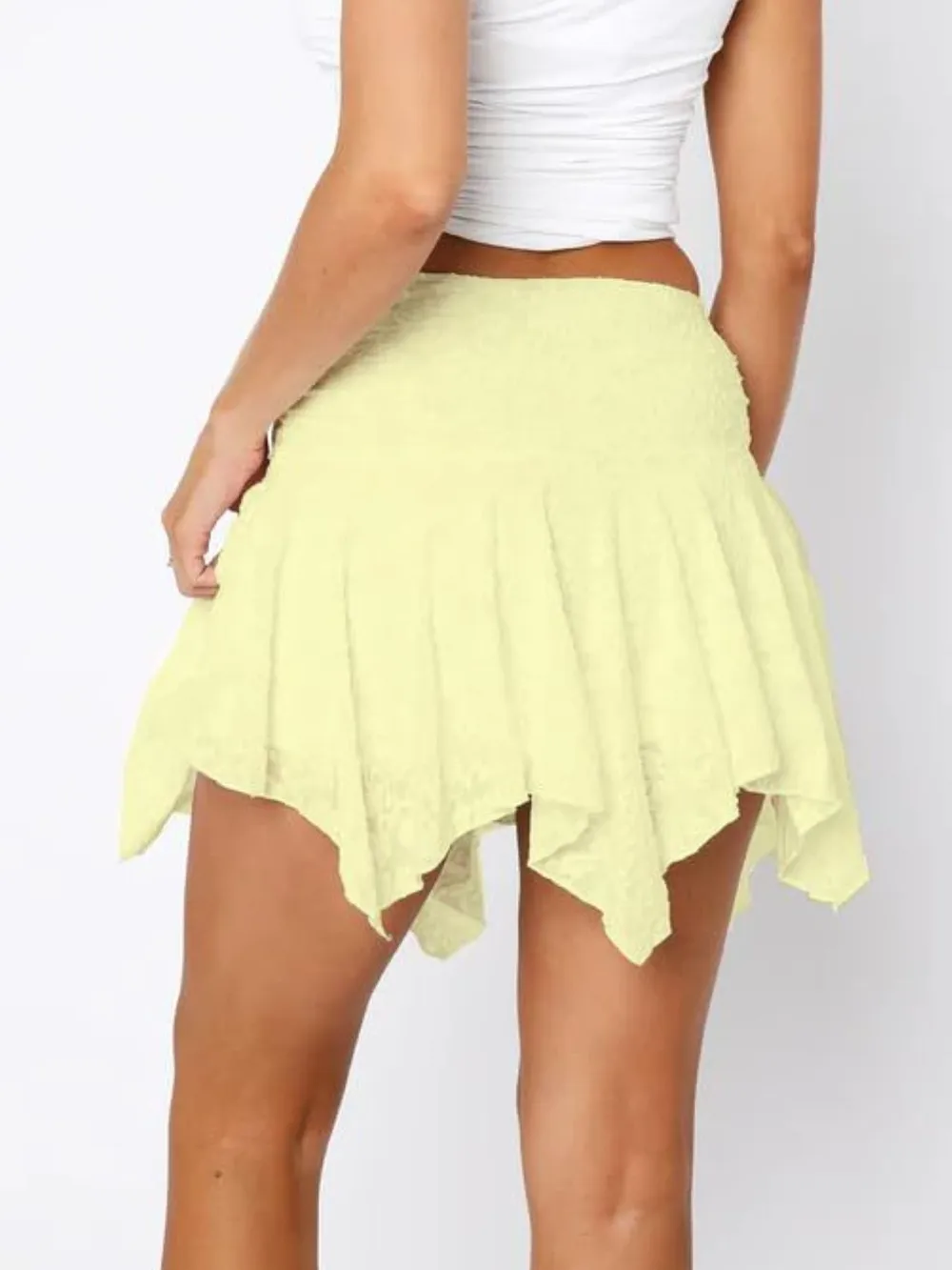 Asymmetric Hem Lace Ruffle Mini Skirt, image 7