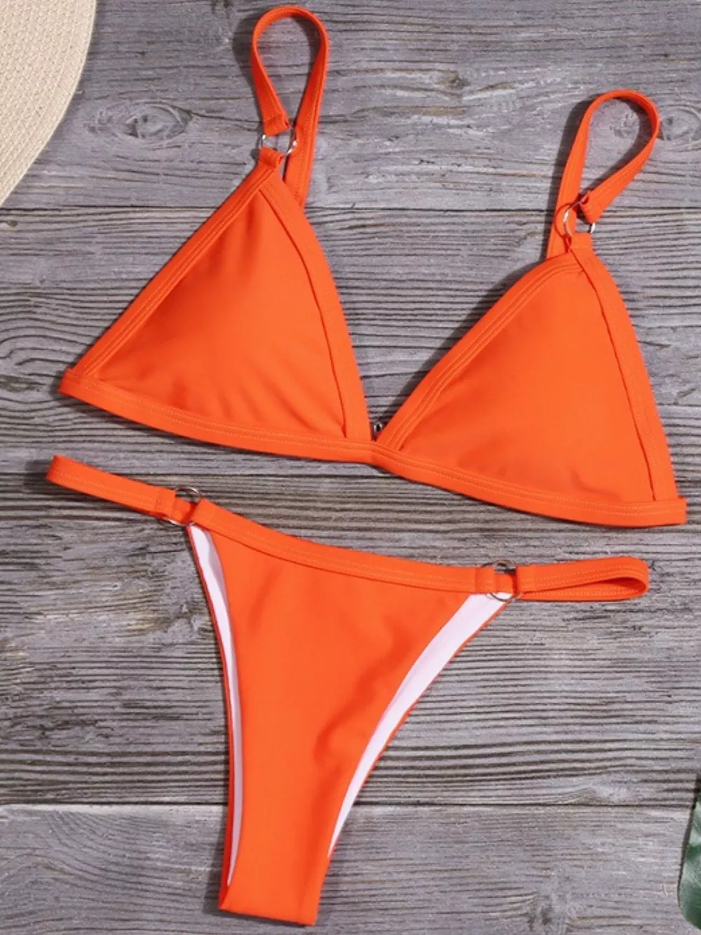 Solid Color Ring Detail Bikini Set, image 8