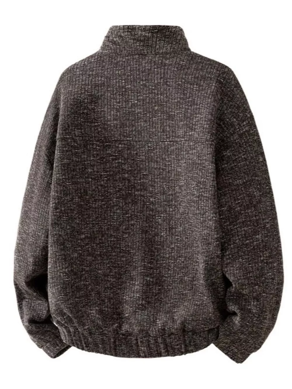 Men's Plus Size Stand Collar Textured Sweatshirt with Kangaroo Pocket, image 8