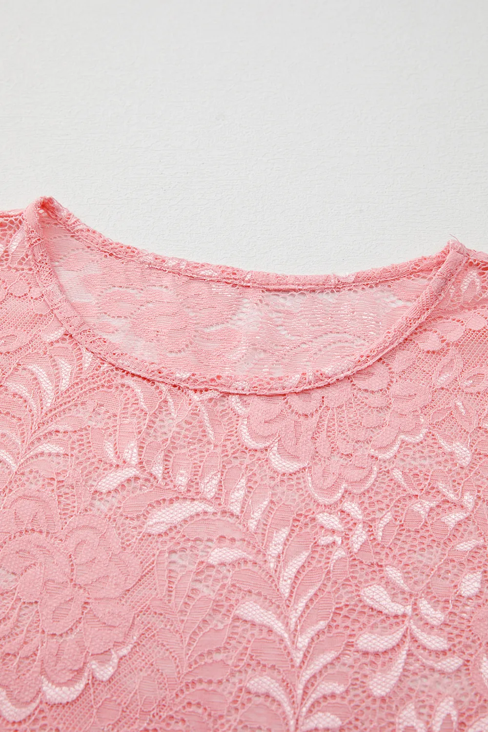 Lace Flower Round Neck Long Sleeve Top, image 6
