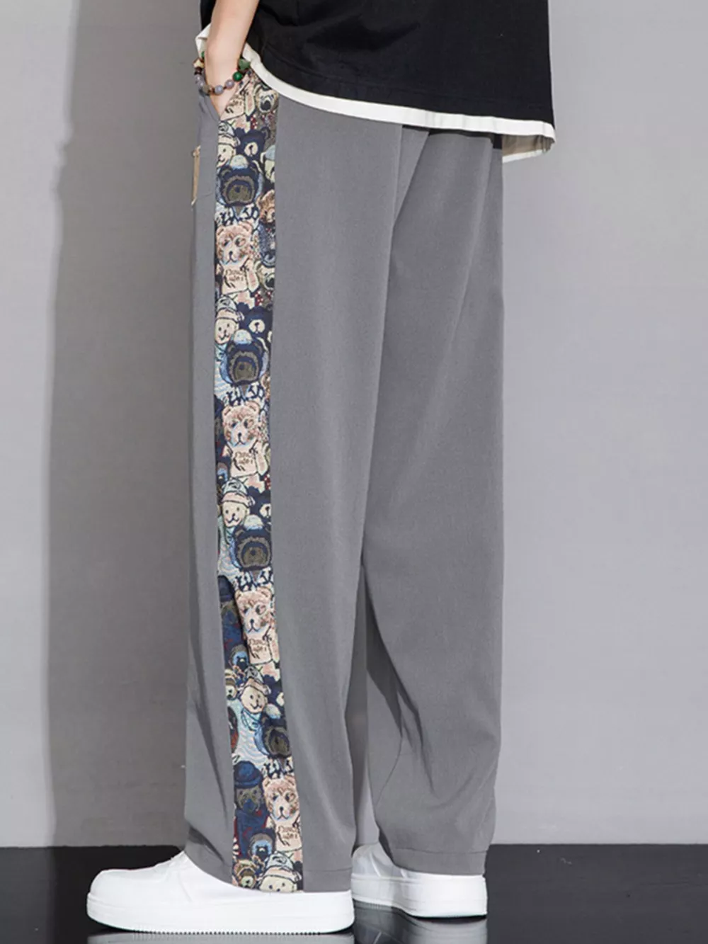 Men's Full Size Printed Side Stripe Loose Pants Plus Size, image 5