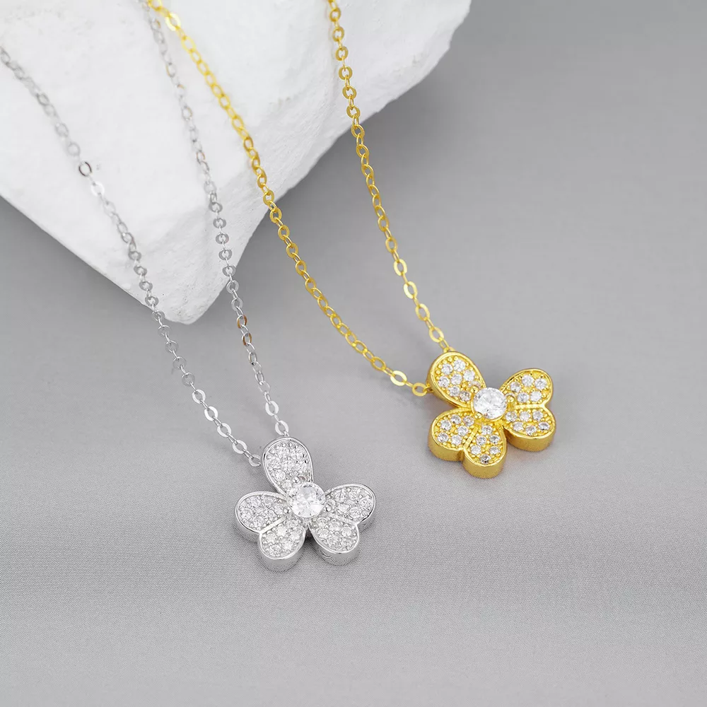 925 Sterling Silver Clover Pendant Necklace, image 2