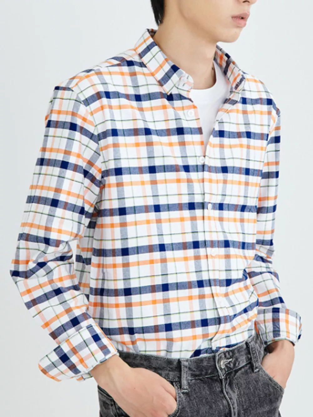 Men's Full Size Plaid Long Sleeve Shirt Plus Size, image 10