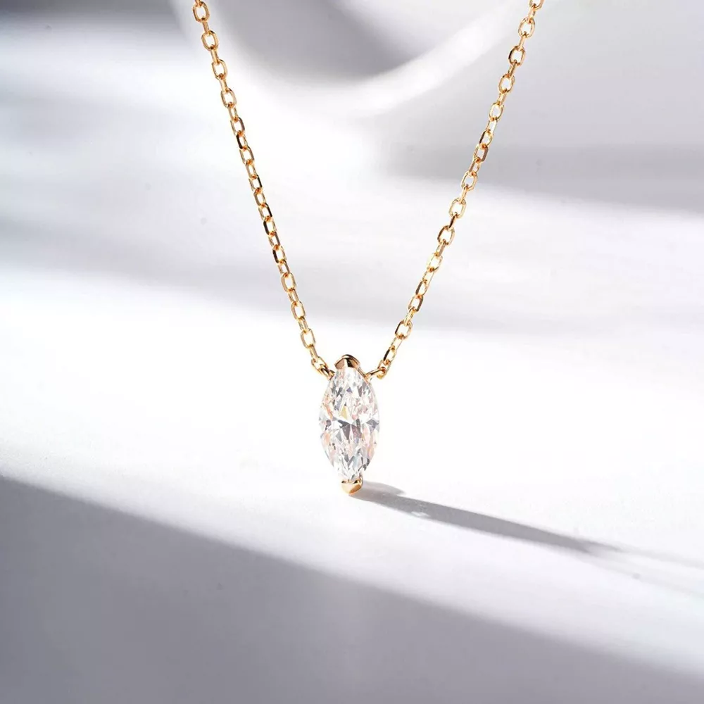 925 Sterling Silver Zircon Teardrop Necklace