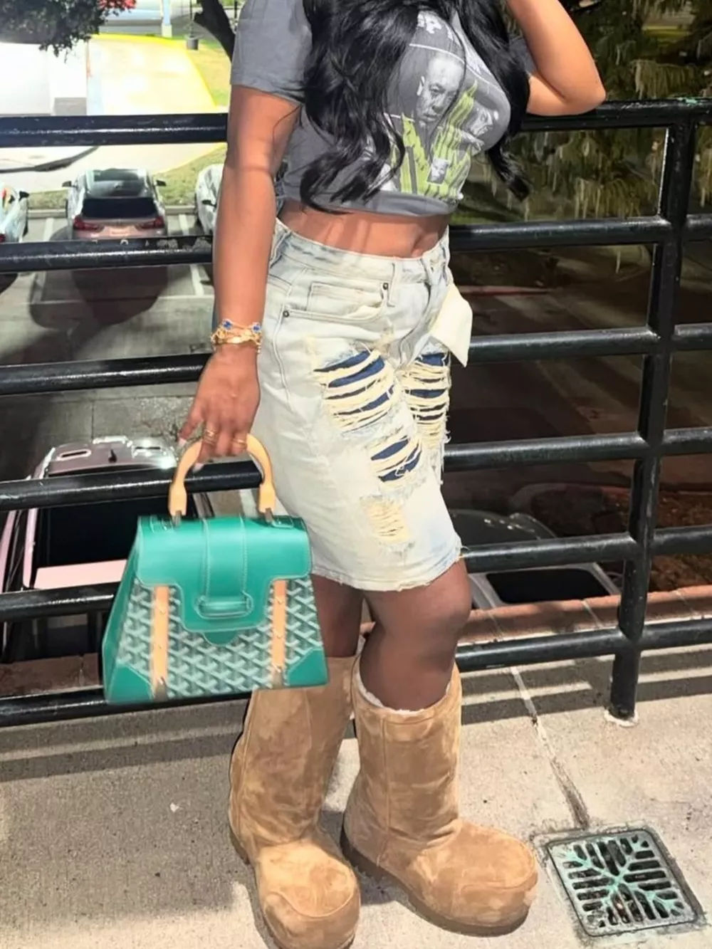 Distressed Denim Bermuda Shorts, image 7