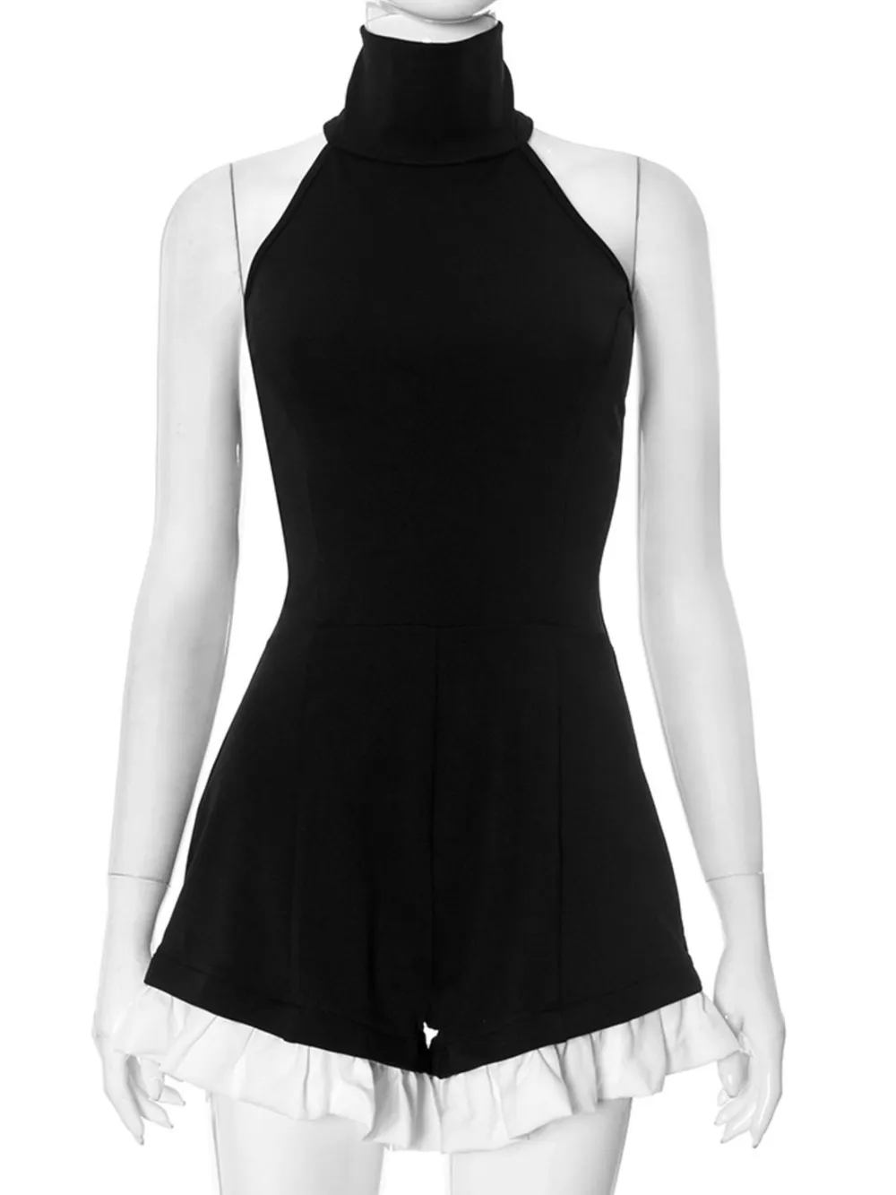 Halter Neck Ruffled Hem Romper, image 6