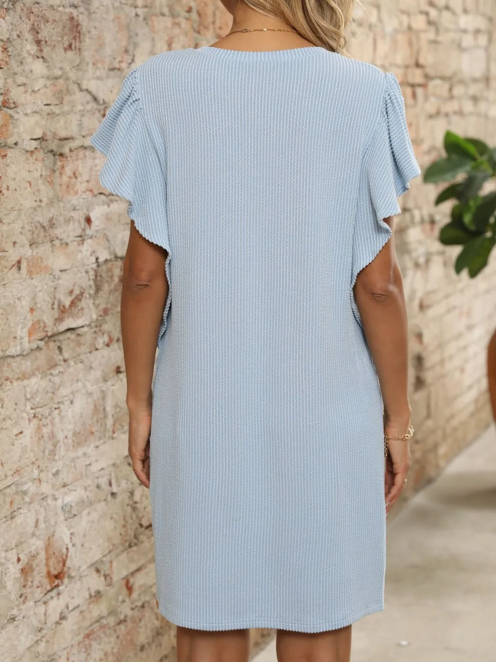 Ruffled V-Neck Cap Sleeve Mini Dress, image 13